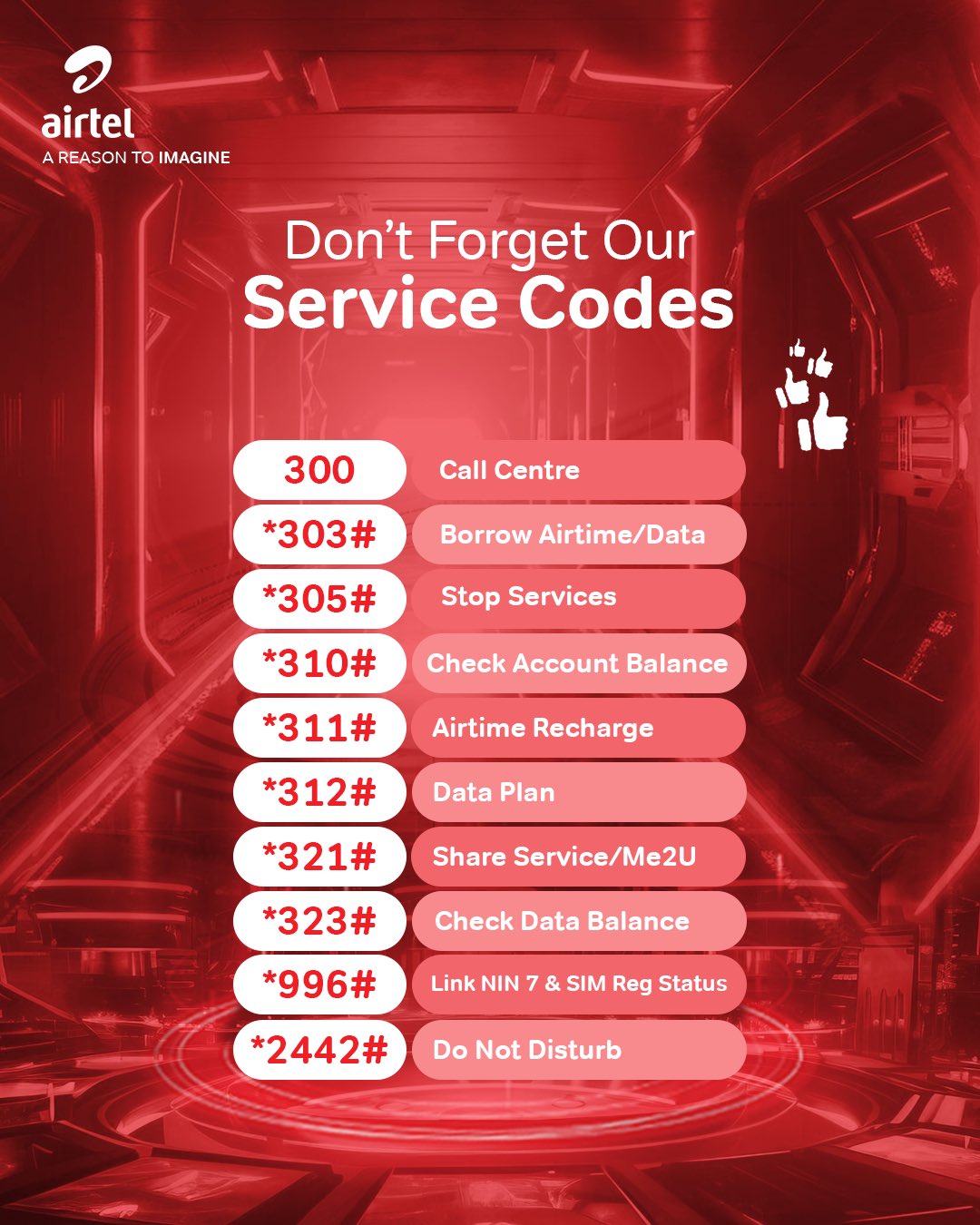 Airtel service codes